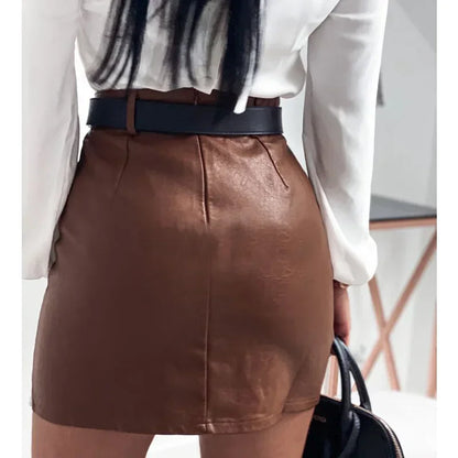 🔥 Pearl Rhinestone High-Waist Leather Pencil Skirt – Elegant, Chic, and Seductively Bold 🔥