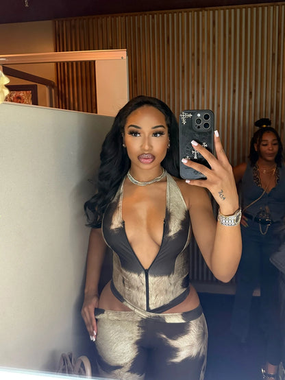 Sister is A Star Sexy V-Neck Halter Jumpsuit for Women – Sleeveless Hollow Street Style Long One-Piece