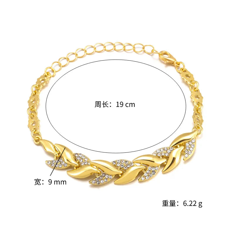 Luxury Love Braided Leaf Bracelet Charm Crystal Bracelets For Women Jewelry