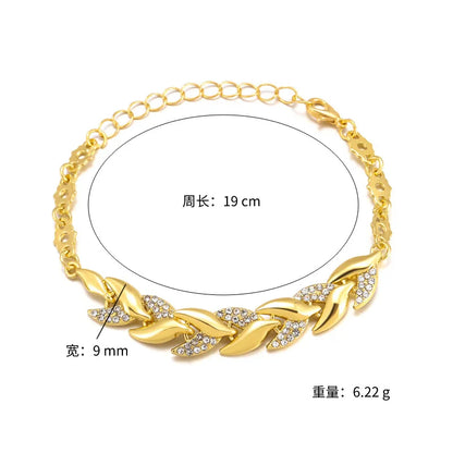 Luxury Love Braided Leaf Bracelet Charm Crystal Bracelets For Women Jewelry