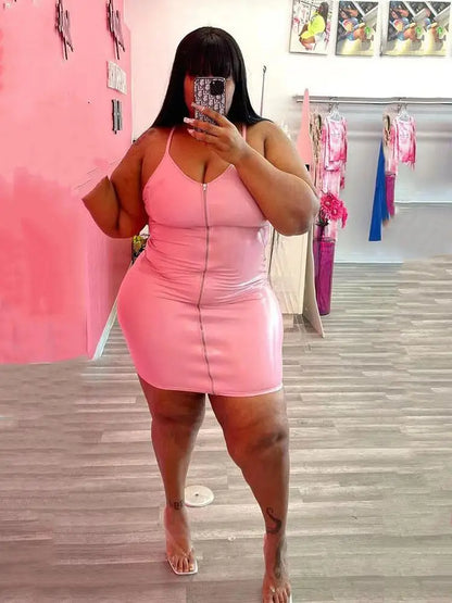 Plus Size Dresses 5xl Woman Clothing Plus Leather Dress Pu Clubwear Sling Sexy Short Dress