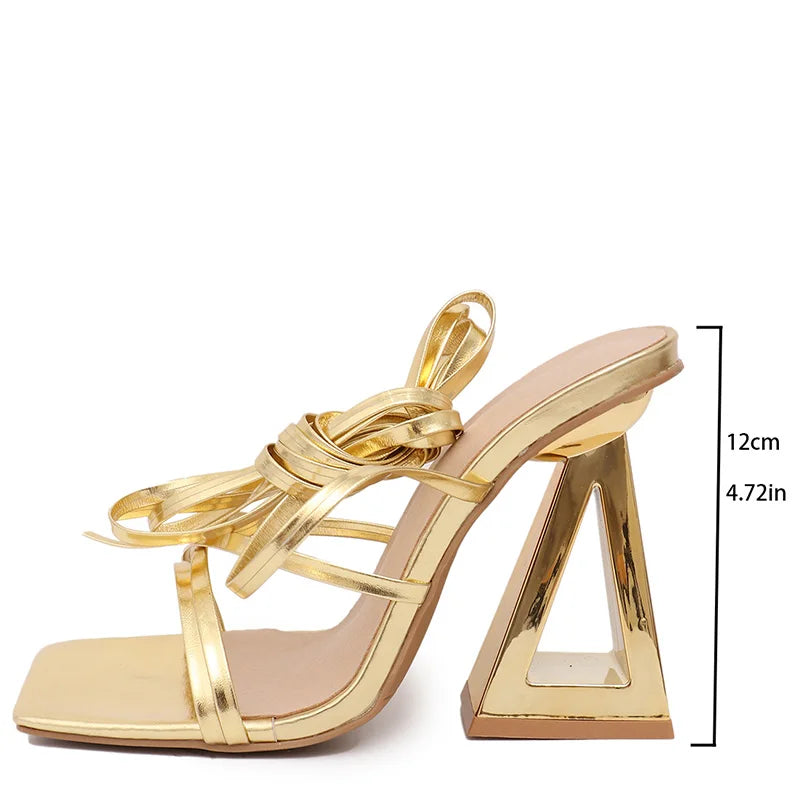 🔥 Roman Super High Heels – Gold Patent Leather Gladiator Sandals 🔥 Bold • Exotic • Powerful