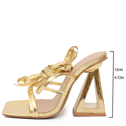 🔥 Roman Super High Heels – Gold Patent Leather Gladiator Sandals 🔥 Bold • Exotic • Powerful