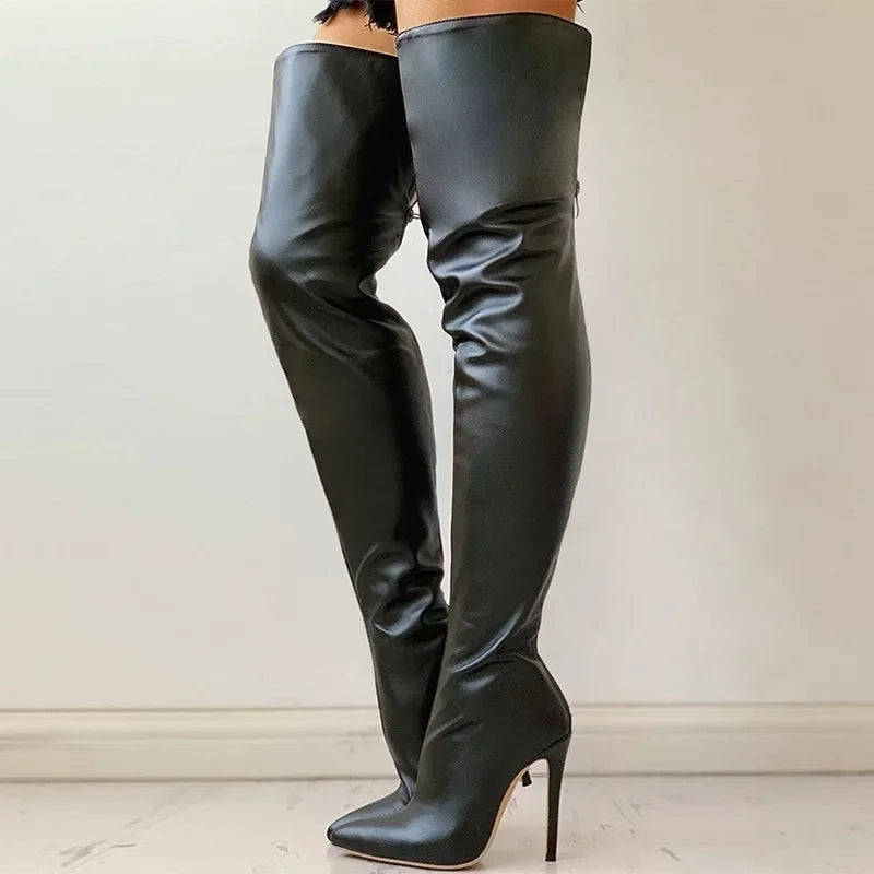 High Heel Over-the-Knee Power Boots 🔥 Back-Zip • Fashion Statement • Bold Personality Boots
