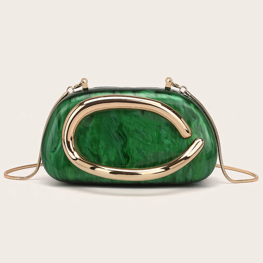 Marble Like Box Bag Metal Details Crossbody Bag Acrylic Shoulder Bags Luxury Brand Handbags Women's Handbag Ladies Female Evening Purse