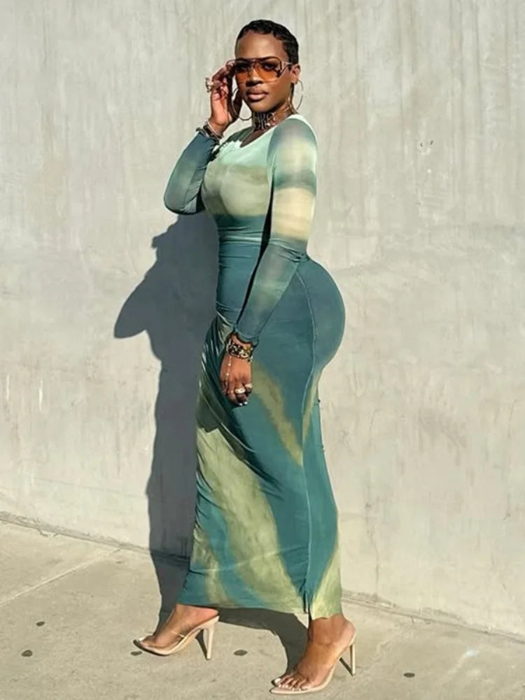 🔥 R&B Sexy Gradient Body-Hugging Dress – Women’s Street &amp; Retro Chic 🔥