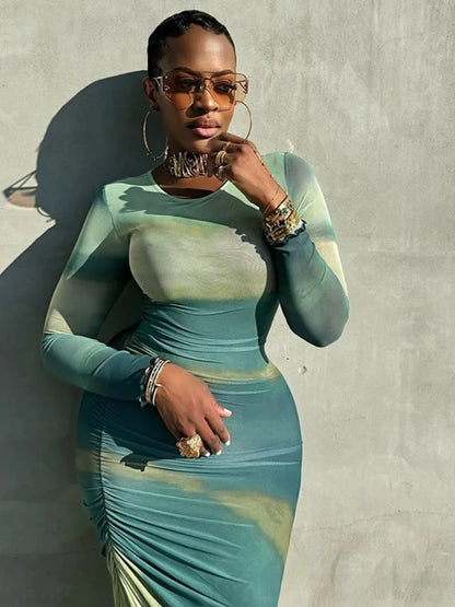 🔥 R&B Sexy Gradient Body-Hugging Dress – Women’s Street &amp; Retro Chic 🔥