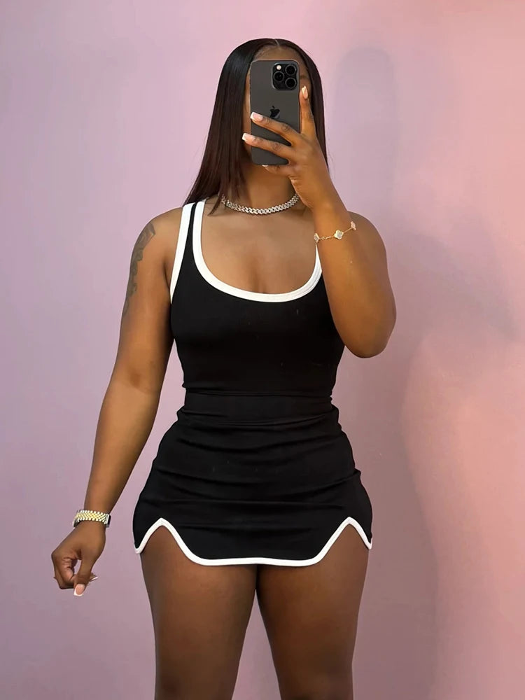 Quick Sexy 2-Piece Matching Set – U-Neck Backless Crop Top & Mini Skirt 💋✨