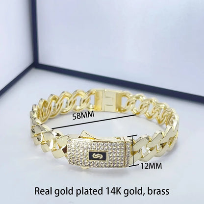 She HOT New hip hop Cuban bracelet Monaco, 14K gold-plated