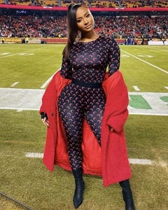 STYLISH LADY Moon Printed Slim 2-Piece Set – Long Sleeve Top + Shorts Suit 🌙