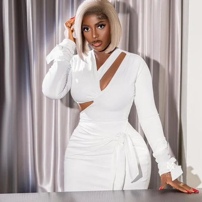 Queen of Curves – Elegant Black White Celebrity Bandage Dress 👑🖤🤍