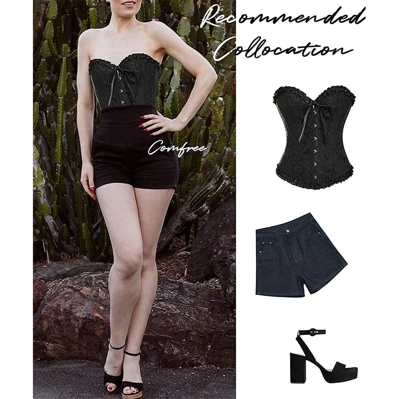 Women's Waist-Cinching Shapewear with Corset-Style Lacing - Party Clubwear for Slimming Silhouette Plus Size Corset