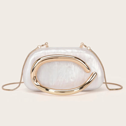 Marble Like Box Bag Metal Details Crossbody Bag Acrylic Shoulder Bags Luxury Brand Handbags Women's Handbag Ladies Female Evening Purse
