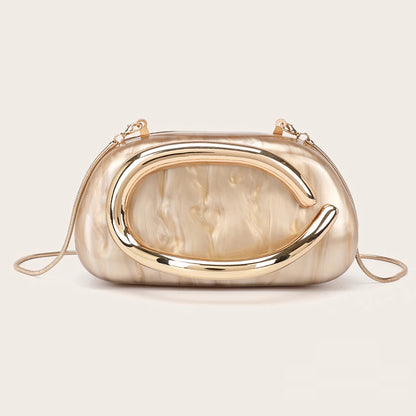 Marble Like Box Bag Metal Details Crossbody Bag Acrylic Shoulder Bags Luxury Brand Handbags Women's Handbag Ladies Female Evening Purse