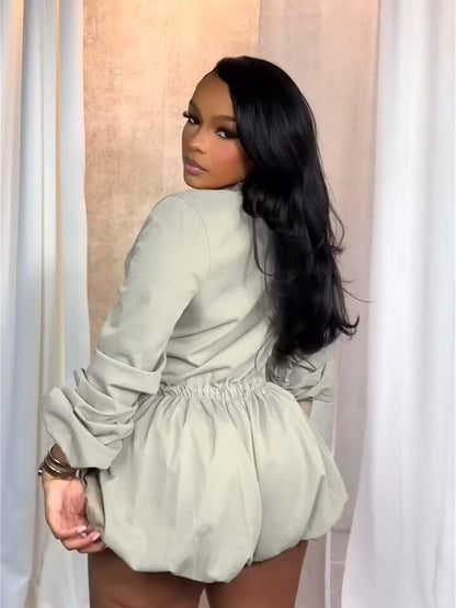 Bold & Sexy Single-Breasted Lace-Up Playsuit – Confidence in Every Curve