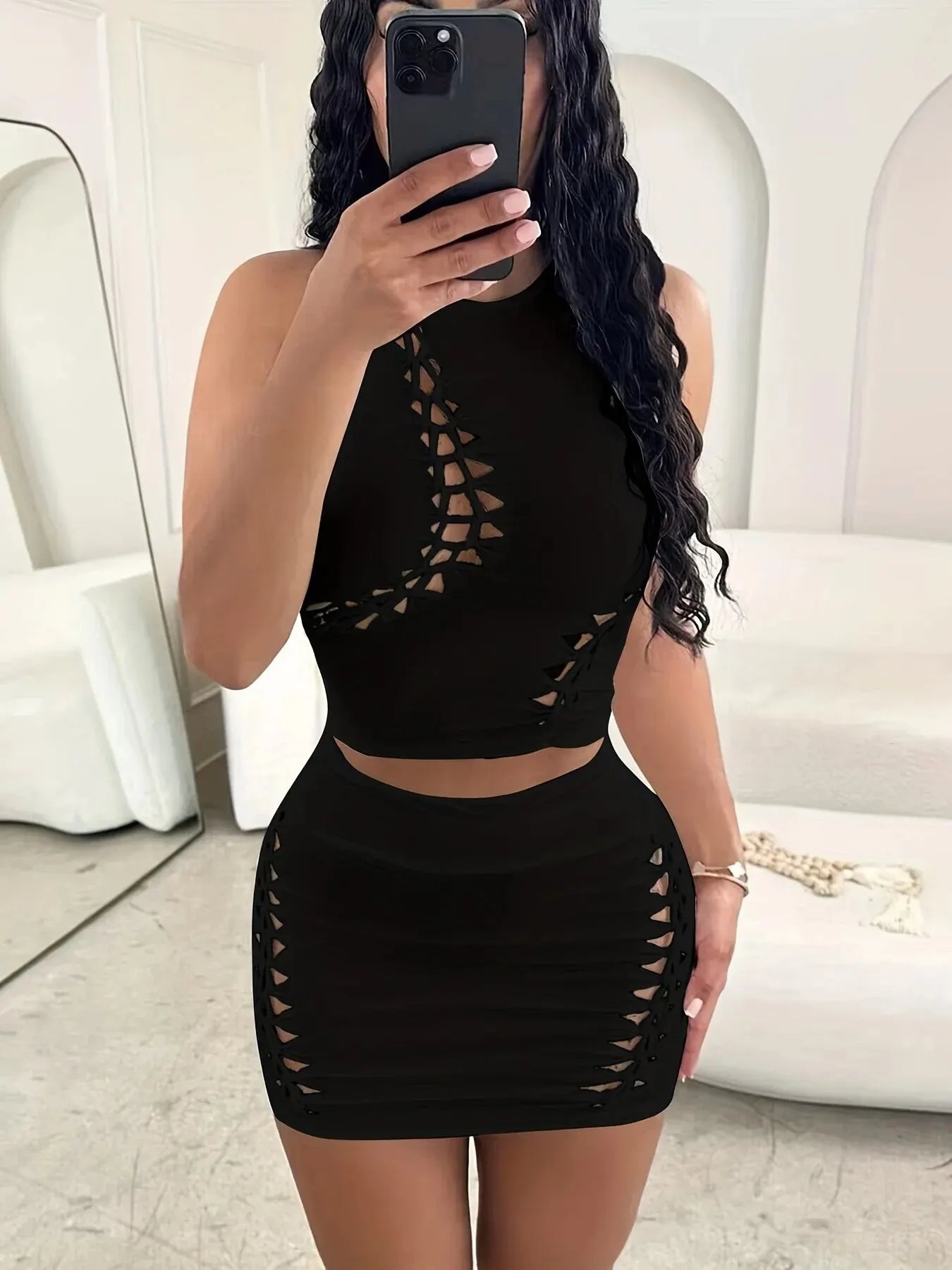 Natural Body Women 2025 Autumn Tank Tops Mini Skirts Party Club Streetwear Two Piece Matching Sets