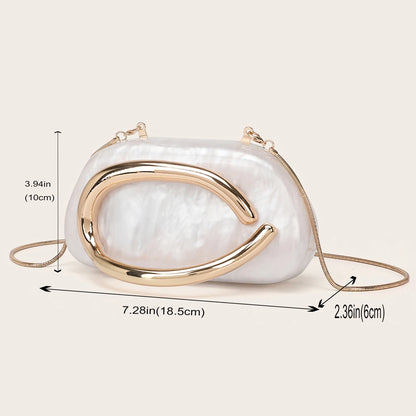 Marble Like Box Bag Metal Details Crossbody Bag Acrylic Shoulder Bags Luxury Brand Handbags Women's Handbag Ladies Female Evening Purse