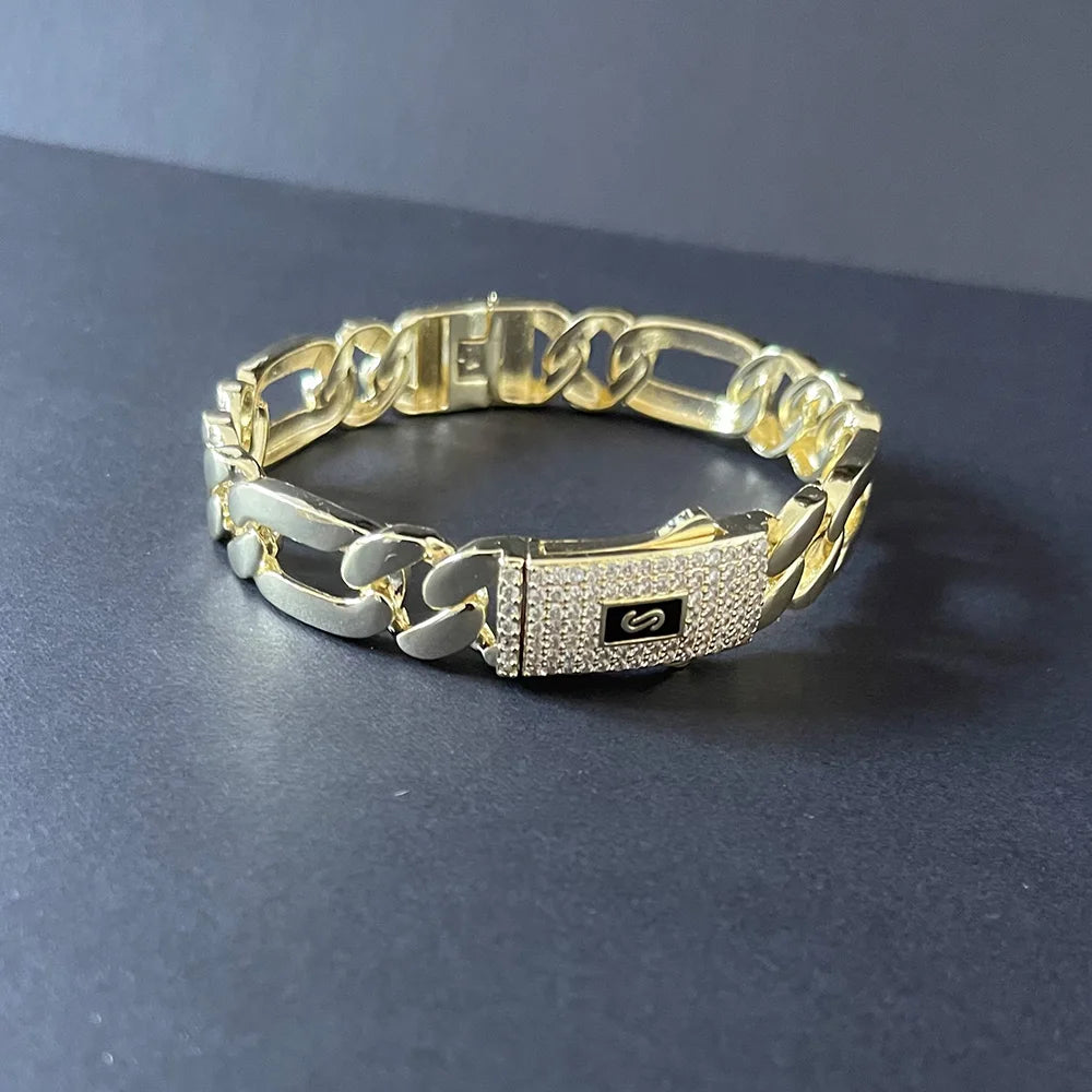 She HOT New hip hop Cuban bracelet Monaco, 14K gold-plated