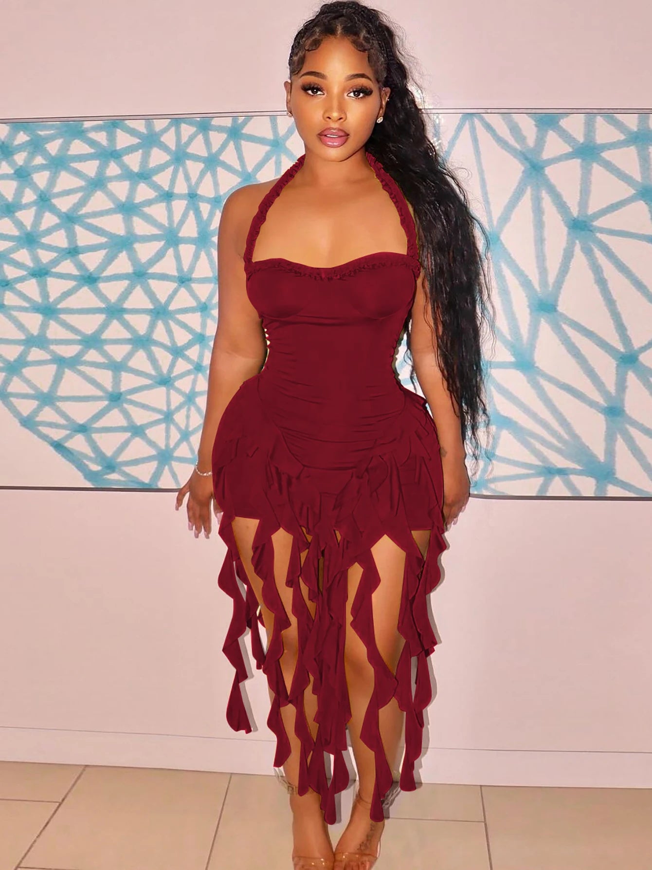 Her Vibe Elegant Halter Ruffled Backless Mini Dress 💖✨