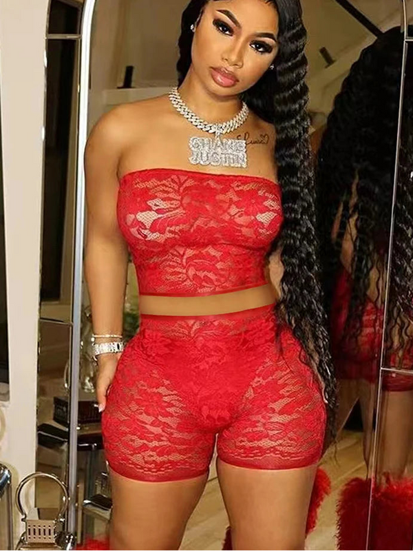 💋 She TOO Sexy – Black Lace 2-Piece Club Set for Women ✨🔥