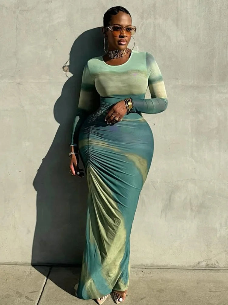 🔥 R&B Sexy Gradient Body-Hugging Dress – Women’s Street &amp; Retro Chic 🔥