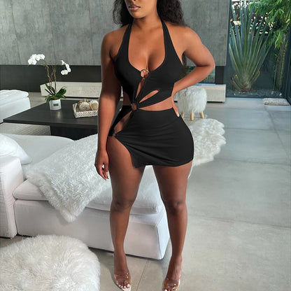 Body of a Goddess High Street Stretch Slim Hollow-Out Sexy Mini Dress – Elegant Orange Sleeveless Club Party Sundress 🍊🔥