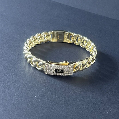 She HOT New hip hop Cuban bracelet Monaco, 14K gold-plated