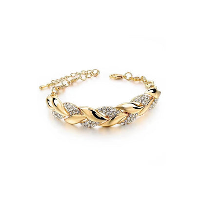 Luxury Love Braided Leaf Bracelet Charm Crystal Bracelets For Women Jewelry