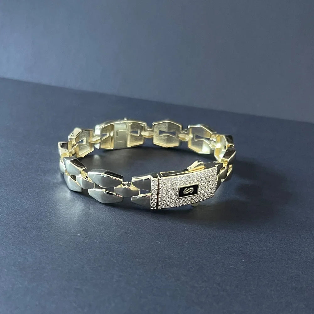 She HOT New hip hop Cuban bracelet Monaco, 14K gold-plated