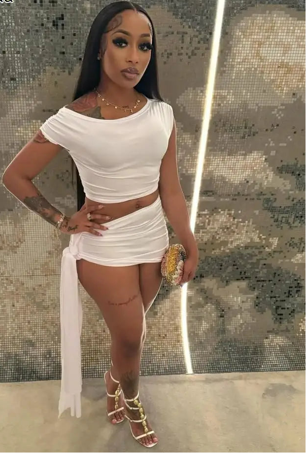 Sexy Summer Two-Piece Set for Women – Pleated Crop Tank Top & Ribbons Mini Skirt | 2025 Beach Holiday Outfit