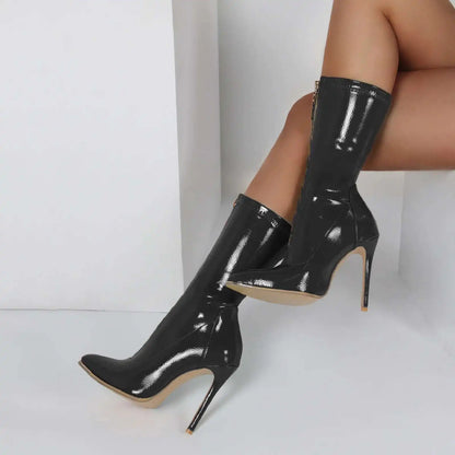🔥 Black Mid-Calf Pointed Toe Boots for Women 🔥