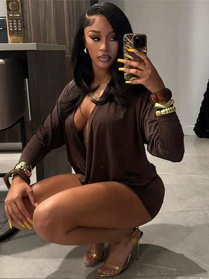 Sister Fine AF Women’s Elegant Deep V-Neck Mini Dress 💋✨