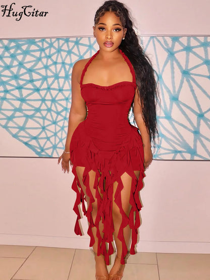 Her Vibe Elegant Halter Ruffled Backless Mini Dress 💖✨