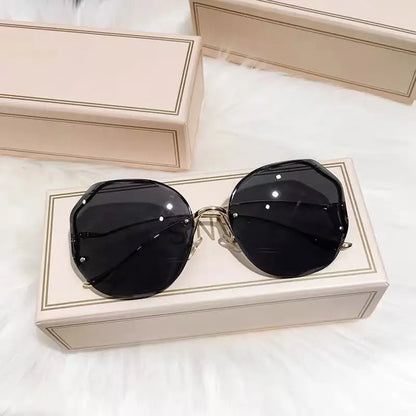 Rimless Luxury Sunglasses Metal Female Vintage Ladies Stylish Design Oversized Square Sun Glasses UV400