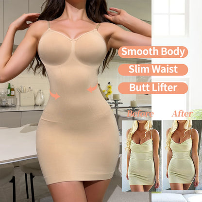 Suspender Dress Shaper Women New Slim Fit Dress Sexy Tummy Control Full Slips Breathable Body Shaper Slim S-3XL Plus Size