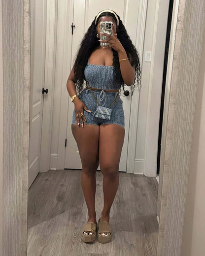 💙 Summer Heat – Sexy Denim 2-Piece Set for Women 💙