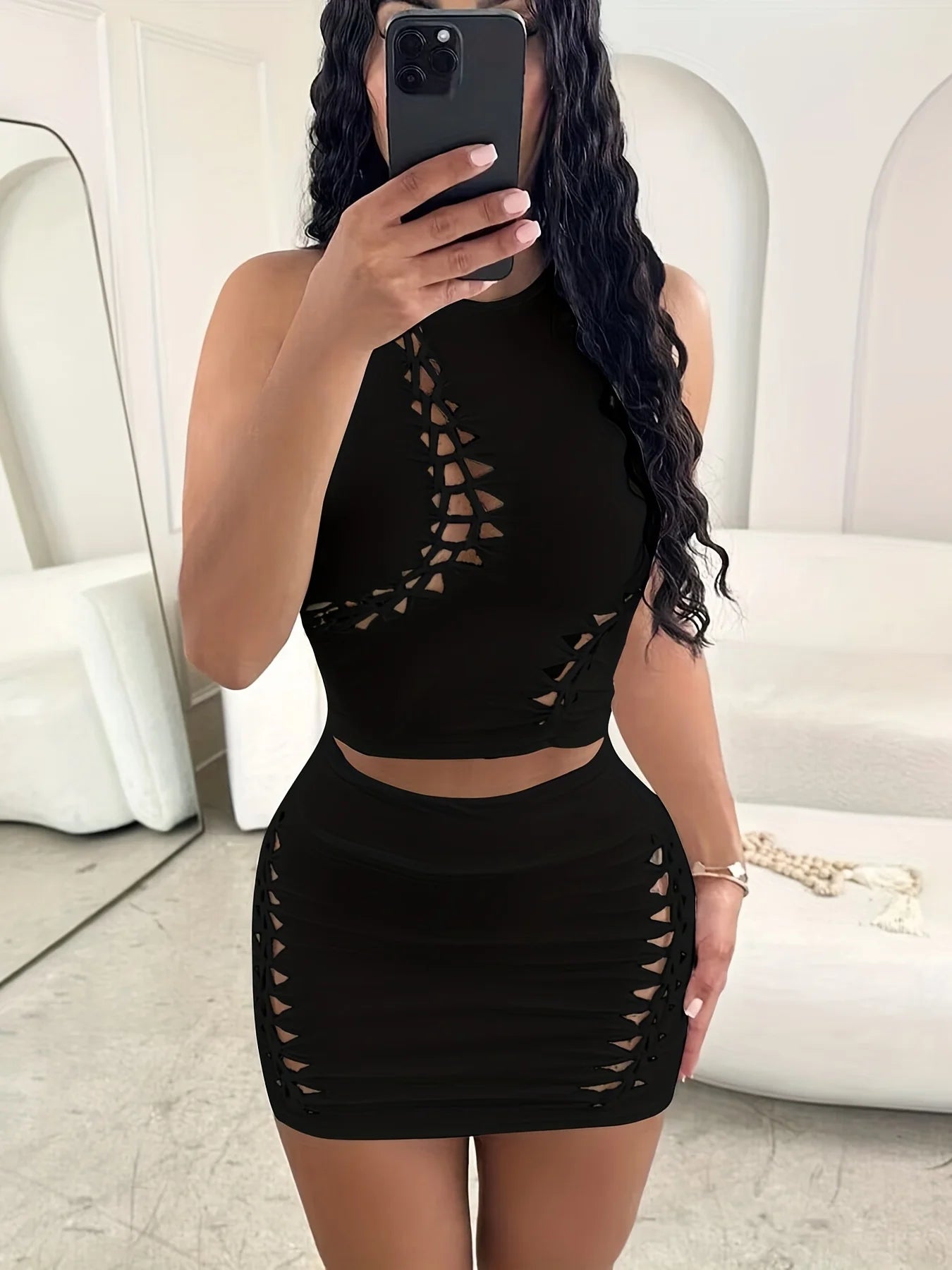 Natural Body Women 2025 Autumn Tank Tops Mini Skirts Party Club Streetwear Two Piece Matching Sets