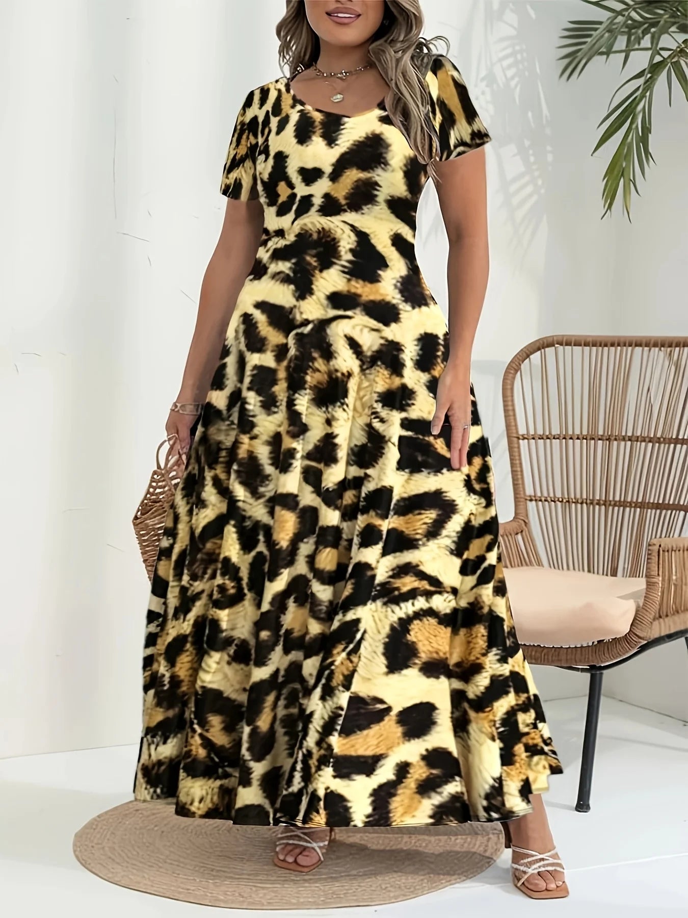 💋 Curve Queen Denim Plaid Maxi Dress – Plus Size 1XL–5XL Summer Casual Chic