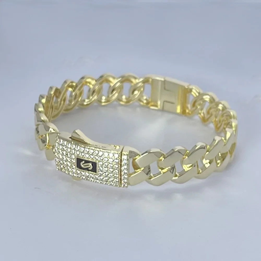 She HOT New hip hop Cuban bracelet Monaco, 14K gold-plated