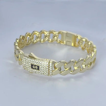 She HOT New hip hop Cuban bracelet Monaco, 14K gold-plated