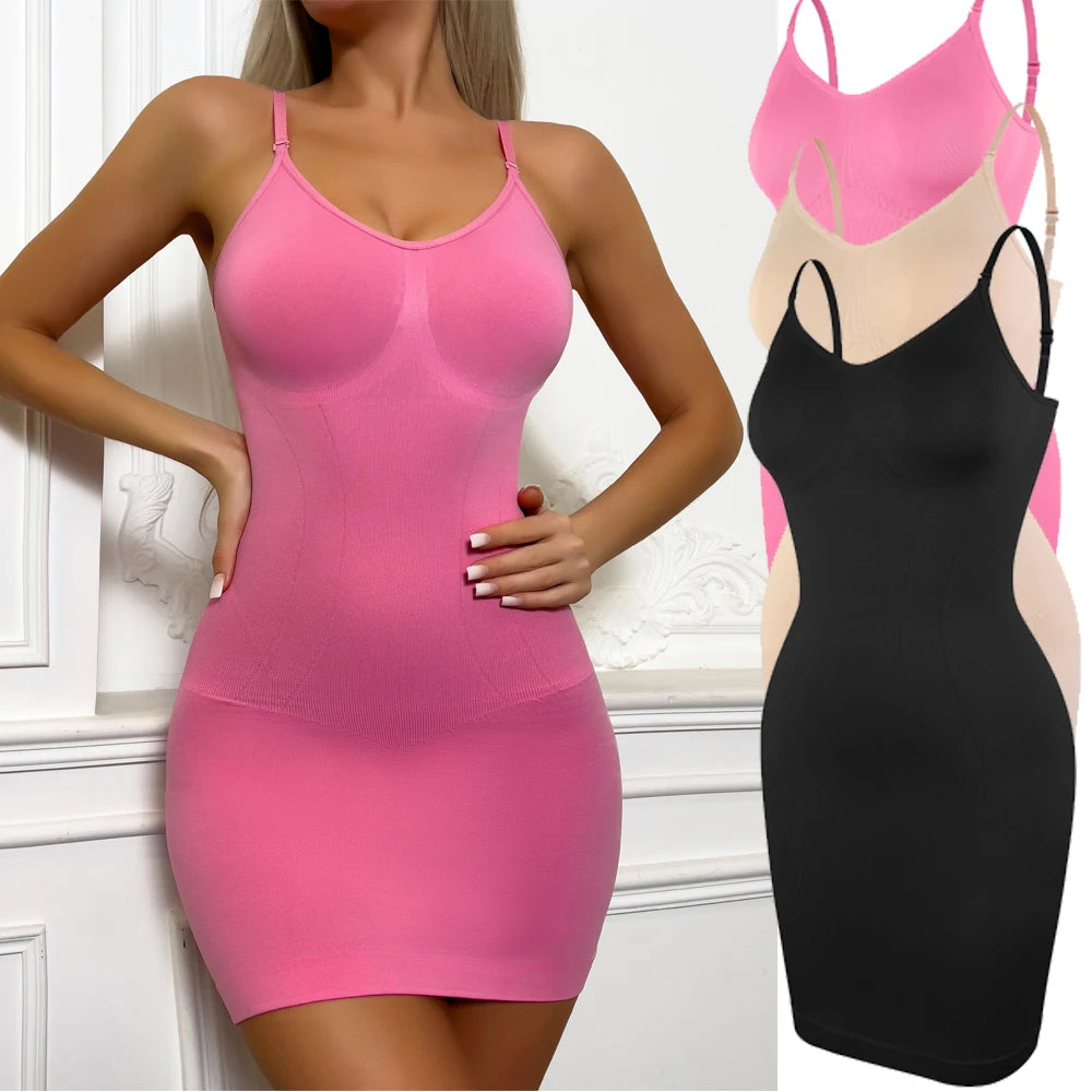 Suspender Dress Shaper Women New Slim Fit Dress Sexy Tummy Control Full Slips Breathable Body Shaper Slim S-3XL Plus Size