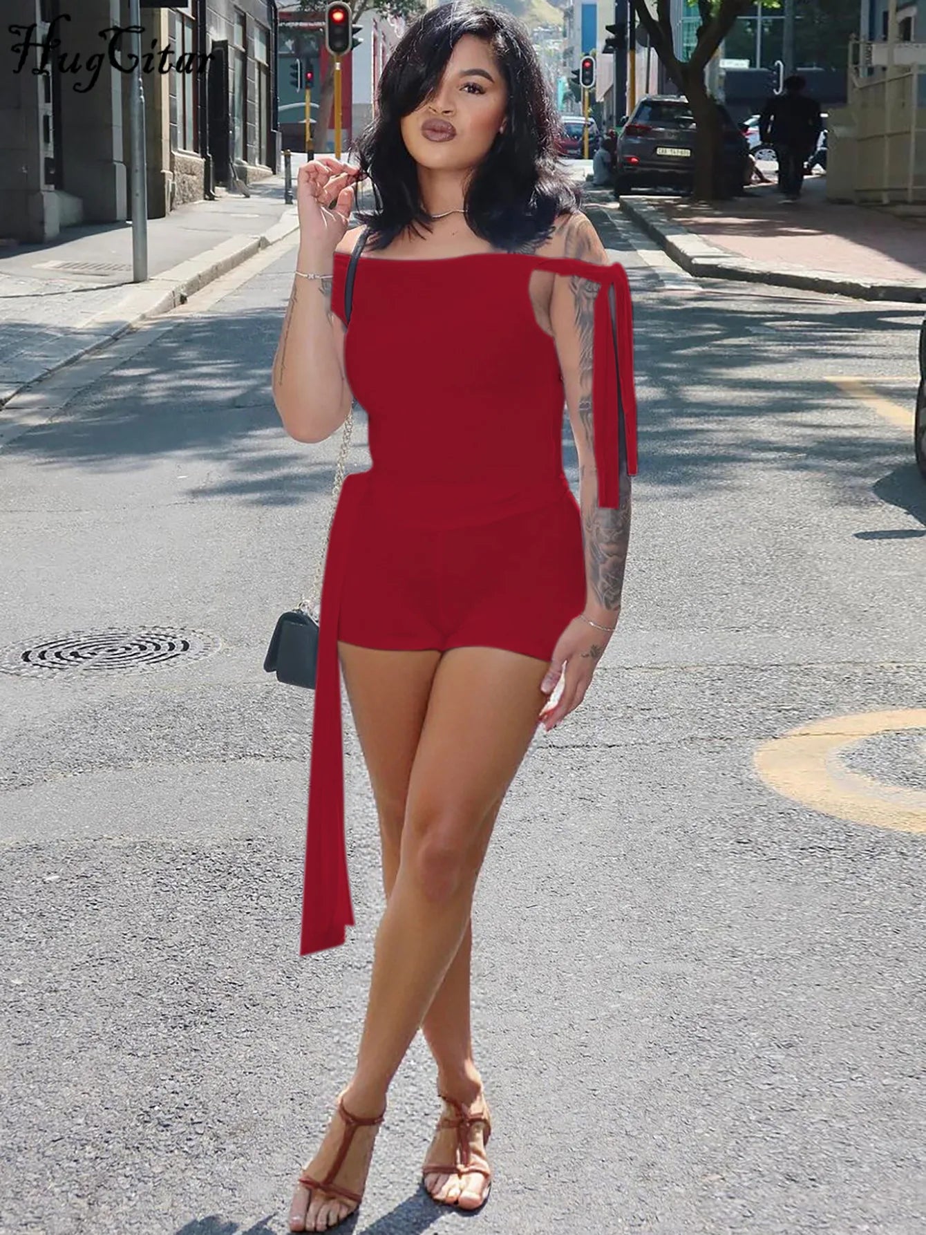 Sexy Skew-Collar Crop Top & Shorts Set – Women’s Summer Bandage Two-Piece Outfit | Streetwear & Clubwear