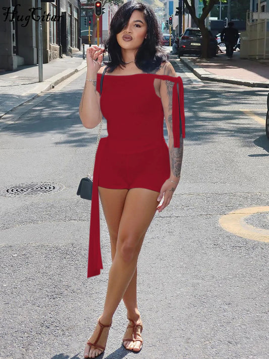 Sexy Skew-Collar Crop Top & Shorts Set – Women’s Summer Bandage Two-Piece Outfit | Streetwear & Clubwear