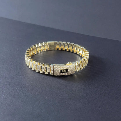 She HOT New hip hop Cuban bracelet Monaco, 14K gold-plated