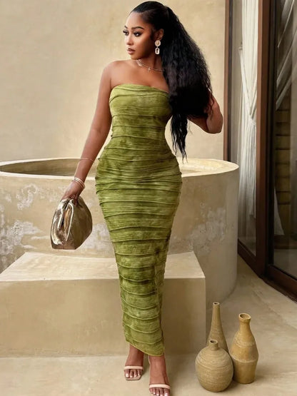 🔥Obsession – Tie-Dye Ruffles Strapless Maxi Dress for Women 🔥