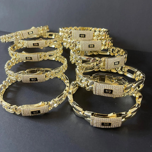 She HOT New hip hop Cuban bracelet Monaco, 14K gold-plated