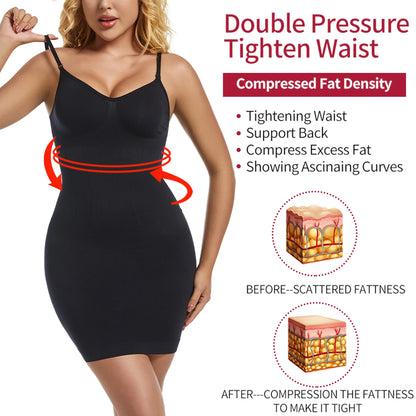 Suspender Dress Shaper Women New Slim Fit Dress Sexy Tummy Control Full Slips Breathable Body Shaper Slim S-3XL Plus Size