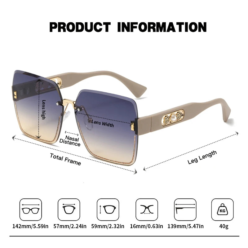 😎 JUNCTURE Fashion Rimless Sunglasses