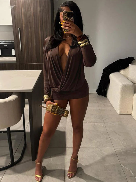 Sister Fine AF Women’s Elegant Deep V-Neck Mini Dress 💋✨