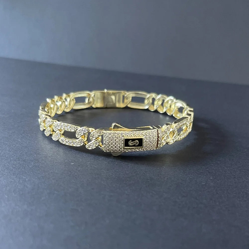 She HOT New hip hop Cuban bracelet Monaco, 14K gold-plated